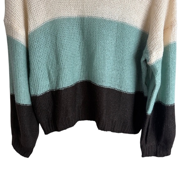 POL Color block Oversized Cowl Neck Sweater Cozy Knit Pullover Size Small - Picture 3 of 8